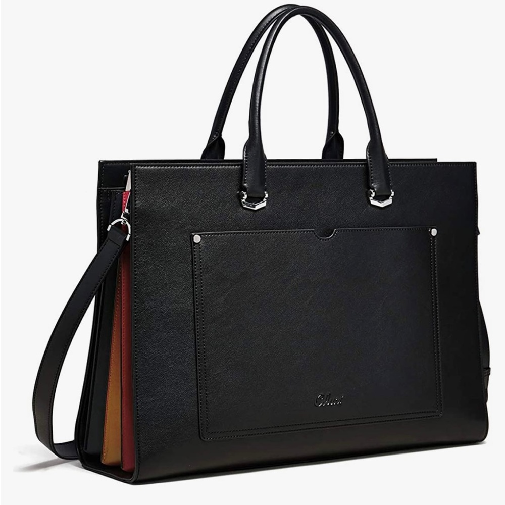 CLUCI Leather Briefcase Shoulder Bag with Laptop Pocket